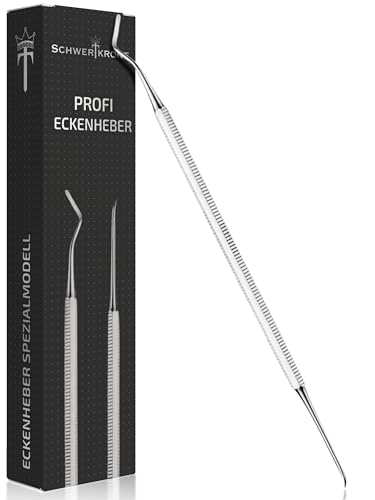 Schwertkrone Eckenheber gerade und gebogen, Spezialmodell, Excavator Doppelsonde mit angeschliffenen Enden, sterilisierbar, rostfreier Edelstahl 17 cm