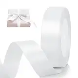 AiQInu Satinband Weiss, 25mm, 22 Meters Satin Dekoband weiß Präsent Geschenkband breit, Stoffband für Kleid Hochzeit, Geburtstag Geschenke,Satin Dekoband, Deko Band Geschenkverpackung