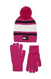 Tommy Hilfiger Mädchen Set Handschuhen Mütze für kaltes Wetter, Pink, Einheitsgröße