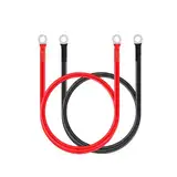 Yinleader Wechselrichter Kabel 2pcs 5AWG/16mm² 50cm 12V Rot und Schwarz Auto Batterie Ladegerät Kabel führt mit M8 Ringklemmen Kupferdraht für LKW, Solar, RV, Marine