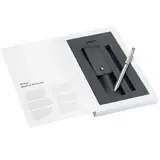LAMY Set aus 1x st Twin Pen 645 Mehrschreibersystem Kugelschreiber und Bleistift aus Edelstahl in silber und 1x Echleder-Etui in schwarz für zwei Schreibgeräte