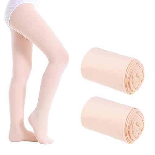 LEOEASIY 2 Paar Ballettstrumpfhose Mädchen, Ballett Strumpfhose Mädchen Elastisch Atmungsaktiv, Gymnastik Strumpfhose Kinder Tanzstrumpfhosen, Leggings Tanzstrumpfhose mit Fuß für Mädchen 6–9 Jahren