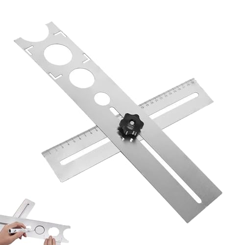 Fliesen Winkel Messlineal 40 cm Universelles Einstellbar Fliesen Lochsucher Locator Lineal Edelstahl für Tischler Fliesenleger