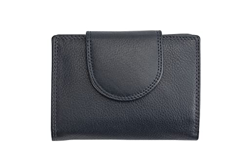 Josephine Osthoff Geldbörse Damen Wiener Schachtel, Platz für 11 Karten, Minibrieftasche mit Münzfach, Portemonnaie Herren Geldbeutel aus echt Leder mit RFID-Schutz (934), Farbe:Marine