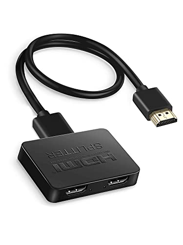 HDMI Splitter mit 3.3Ft HDMI Kabel, 4K HDMI Splitter 1 in 2 Out Gleichzeitig für Monitore Duplizieren/Nur Spiegel, HDMI Verteiler 1 in 2 Out, HDMI Splitter 1 auf 2 Full HD für Xbox, Fire Stick, Roku