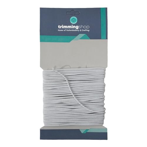 Trimming Shop 1mm elastischer Kordelfaden Perlenschnur, Nähgummiband für Heimwerker, Raffen, Schmuckherstellung, elastische Stretchschnur zum Basteln, Armbandherstellung, weiß, 10 Meter