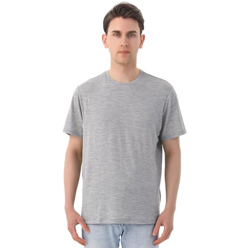 Merino Protect 100% Merino Shirt Herren Kurzarm Geruchsresistent Merinowolle Unterwäsche Leicht Wandern Reisen T-Shirt Weich Unterhemd