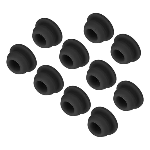 QUARKZMAN 10 Stück Silikonstopfen Silikon Lochstopfen, 8 mm Montagedurchmesser Schmale Nutbreite 2 mm Rund Gummistopfen Blindstopfen Abdeckstopfen für Küchen Bulkheads Schwarz