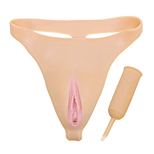 Herren Hiding Gaff Panty Silikon, Camel Toes Pant Shaping, Tanga mit Harnkatheter für Transgender Crossdressing Crossdresser Cosplay,Flesh,Abalone Type