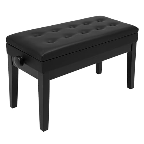 panfudongk Klavierbank Klavierhocker höhenverstellbar Klavierstuhl Piano Hocker Piano Bench Piano Stuhl Keyboardhocker mit Aufbewahrungsbox für Zwei Personen Sitzhöhe verstellbar 46 bis 56 cm