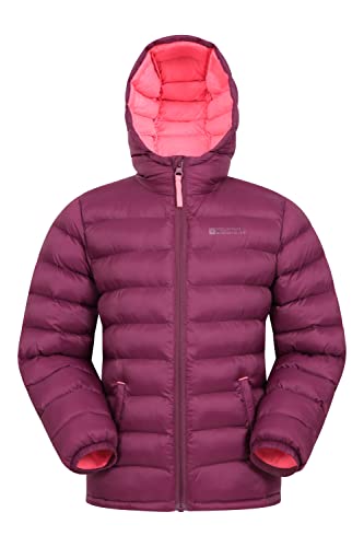 Mountain Warehouse Seasons Steppjacke für Kinder - Ultraleichte, warme, wasserdichte Steppjacke. Jungen & Mädchen Winterjacke mit Kapuze & Reißverschluss Beere-Rot 9-10 Jahre