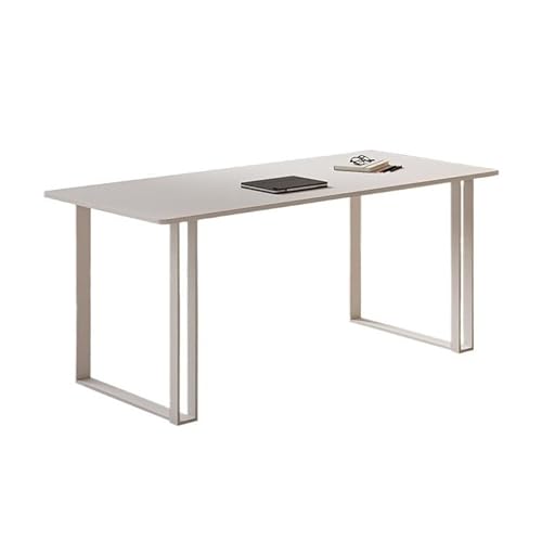 Weißer einfacher Büro-Gaming-Schreibtisch, 140 x 80 x 75 cm, vielseitiger Computer-Schreibtisch für Zuhause und Arbeitszimmer, schlankes Rockboard-Design für Schlafzimmer und Büroarbeitsplatz