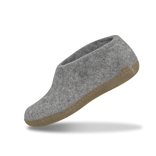 Glerups Filz Hausschuhe Herren und Damen (Größe 39) | Komfortabler Hausschuh mit Weicher Sohle aus Leder | Herren & Damen Slipper Geschlossen | Comfortable Slippers Women & Men