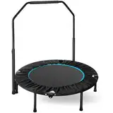 LIFERUN Indoor-Trampolin Ø101cm,Faltbares Fitness-Trampolin,Trampolin für Jumping Fitness,Tragfähigkeit 150 kg,Verstellbare Handlaufhöhe,Ausdauertraining,Verschiedene Personengruppen,Blau