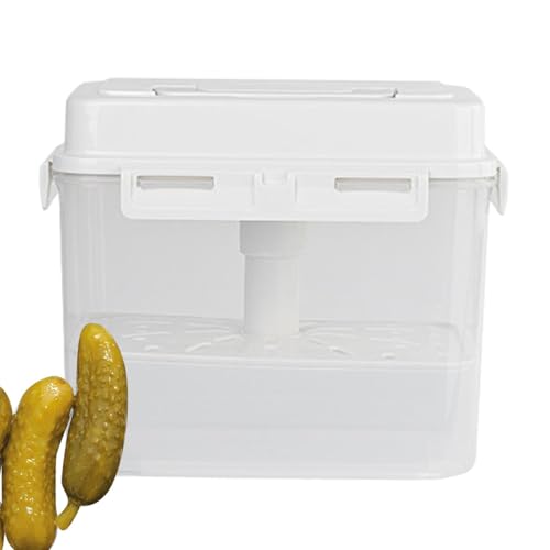 Aufbewahrungsbehälter für Gurken mit Sieb – Gärbehälter, auslaufsicherer, luftdichter Gurkenbehälter, Griff und Deckel | Transparentes -Glas, Sauerkraut-Fermentations- und