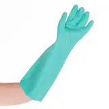 FRANZ MENSCH 1 Stück Hygostar Chemikalienschutzhandschuhe Professional Long | Nitril, Packung, grün, 8/M, L: 46cm