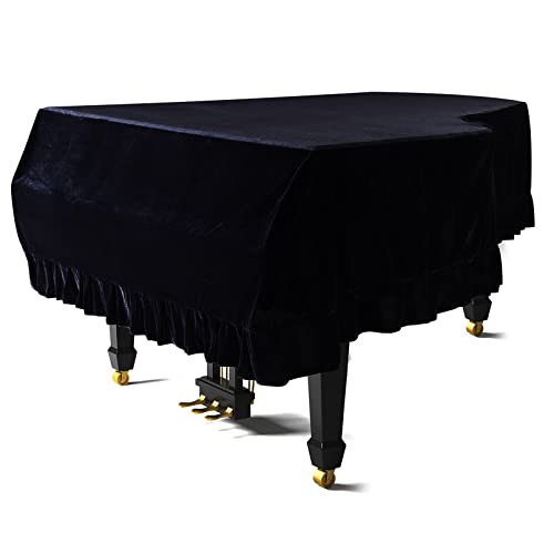 Cutfouwe Klavier Abdeckung Grand Piano Abdeckung,Colorfast Piano Staubdicht Dekoriert Cover, Mit Gefalteter Saum Bequeme Weiche Verdicken Staubschutz Abdeckung Für Flügel Klavier,Schwarz,150~160CM