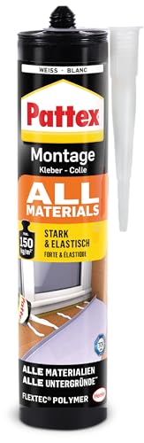 Pattex Montagekleber All Materials, stark haftender Alleskleber, Kraftkleber für innen & außen, Kleber für saugende und nichtsaugende Materialien, 1 x 450g