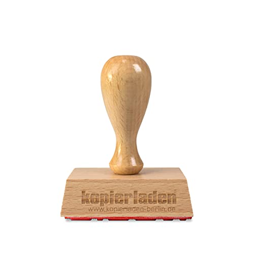 Holzstempel 50x30 mm mit Wunschtext und Logo personalisieren - optional mit Stempelkissen und Tinte - Bürostempel und Adresstempel selbst gestalten