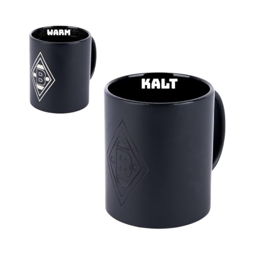 Borussia Mönchengladbach Magic Mug Raute | Offizieller Fanartikel Fohlenshop | Schwarz-Matt | 0,3L | Keramik, Designwechsel bei heißem Getränk | Gladbach Tasse