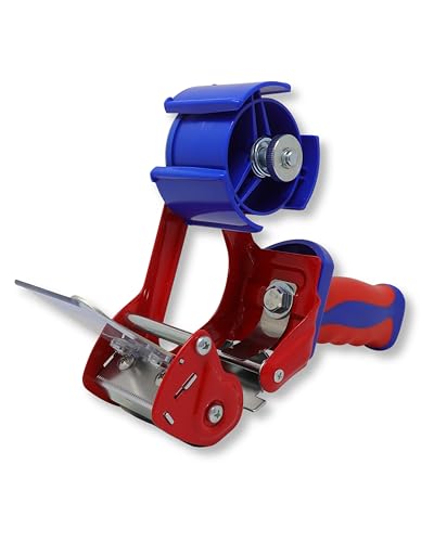 gws Packband Industrie Abroller in Rot-Blau, qualitativer Paketbandroller, für Rollen bis 66 m x 50 mm