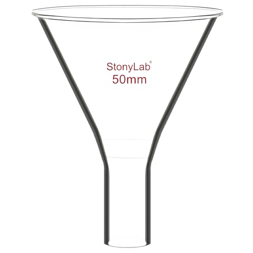 stonylab Glas Pulvertrichter, Heavy Wall Borosilikatglas Funnel Kurzer Stiel mit 50 mm oberem Durchmesser und 22 mm Vorbau Länge