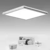 LED Deckenleuchte Flach, Ultra Dünn, IP54 Wasserdicht Deckenlampe für Badezimmer, Flur, Keller, Küche – 15 W, 1800 lm, 4000 K, Weiß LED Panel, Eckig, 22 cm