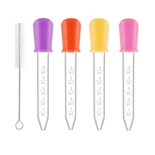 4 Stück Pipette 5ml, Liquid Dropper, Dropper Pipette, Pipetten Kinder, Pipette Dünger, Silikon Pipetten, Und 1 Stück Strohbürsten, Für Pflanze, Haustier Und Süßigkeitenformen Bastelarbeiten