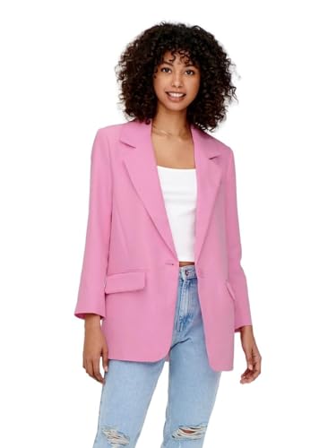 ONLY Damen Oversized Langarm Blazer | Eleganter Basic Cardigan | Business Jacke Mantel ONLLANA-Berry, Farben:Rosa, Größe:38