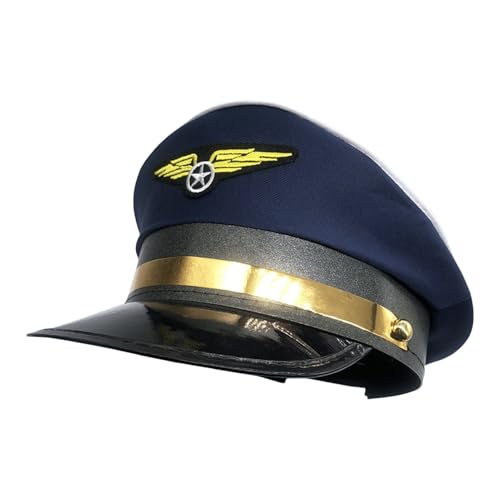 Pilotenhut – Airman Halloween-Kostüm, Kopfbedeckung, Fluggesellschaftsparty, Fliegermütze | Skys Captain Uniform Hut, Jets Pilot Verkleidungsrequisite, Flugakademie Kopfbedeckung für Reisen, Partys