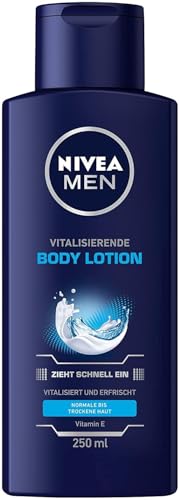 NIVEA MEN Vitalisierende Bodylotion, vitalisierende Körperpflege spendet 24+ Stunden Feuchtigkeit, Körperlotion mit Vitamin E für intensiv gepflegte Haut (250 ml)