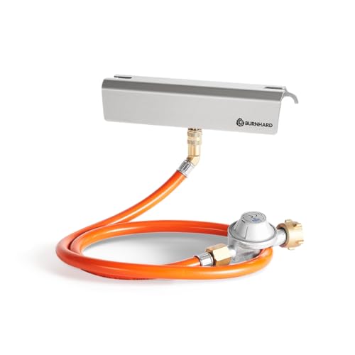 BURNHARD Gasflaschen Adapter für Gasgrill Jones, Gasflaschen Kit für 5, 8 und 11 kg Gasflaschen, inkl. 1,5 bar Druckminderer, einfach anbringen und lösen, leistungsstärker und länger Grillen