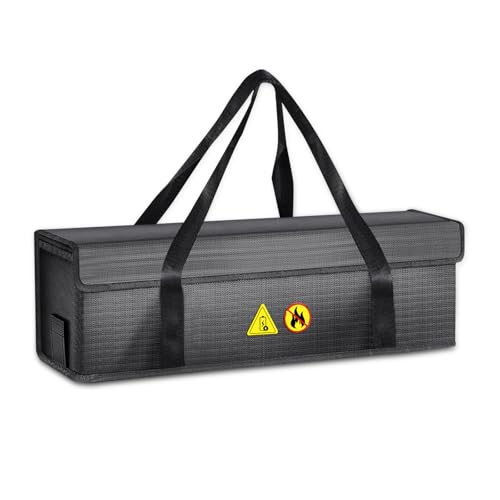 Leerweii Ebike Akku Tasche Feuerfest, 8 Schichten Brandschutz Feuerfeste Box für Fahrradakku Wasserdicht & Explosionssicher Lipo Safe Bag für Lagerung, Transport, Laden (49 x 15 x 15 cm)