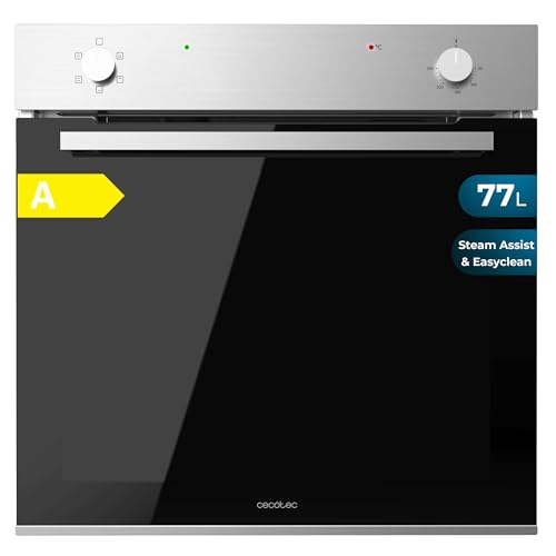Cecotec Einbaubackofen Multifunktional Konventionell 77L Bolero Hexa C126001 Line A. 2800W, 5 Funktionen, Niedriger Verbrauch, Innenbeleuchtung, Steam Assist, Steam EasyClean, Kalte Tür mit 2 Gläsern
