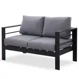 LANOX Gartensofa Gartenmöbel Set 2 Sitzer aus Aluminum,128×65×66 cm, inkl. Sitz- und Rückenkissen, Wetterfest Gartensofa für Balkon Terrasse Garten