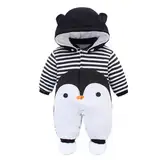 Baby Overall Mit Kapuze Footies Strampler Schneeanzüge Karikatur Jumpsuit Unisex Winter Kleidungsset, 6-9 Monate