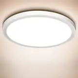 Deckenlampe LED Deckenleuchte Flach 18W - IP44 Badlampe, Weiß 4000K 1600LM Modern Ultra Dünn LED Badezimmer Lampe Decke Küchenlampe für Bad Flur Schlafzimmer Balkon Wohnzimmer Küche Keller Rund Ø23CM