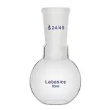 Labasics Glas 50ml Einhals-Kochkolben mit Flachem Boden, Flat Bottom Boiling Flask Glaskolben mit 24/40 Standard-Außengelenk - 50ml