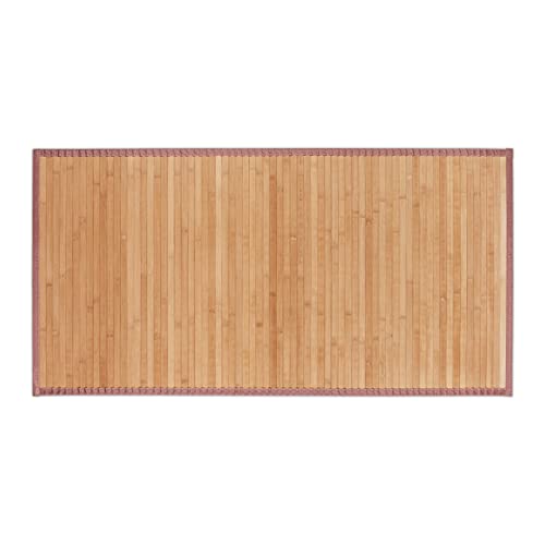 Relaxdays Bambusmatte, 61x122cm, feuchtigkeitsresistent, rutschfest, Bambus Fußmatte Bad, Flur, Küche, Badteppich, Natur, 10024084_1382