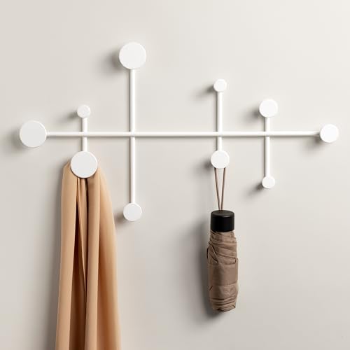 Kazai. Wandgarderobe 'Sval' | Minimalistisches Kleiderhaken-Design aus Berlin | Moderne Garderobenleiste/Garderobenhaken aus Metall für die Wand | Weiß