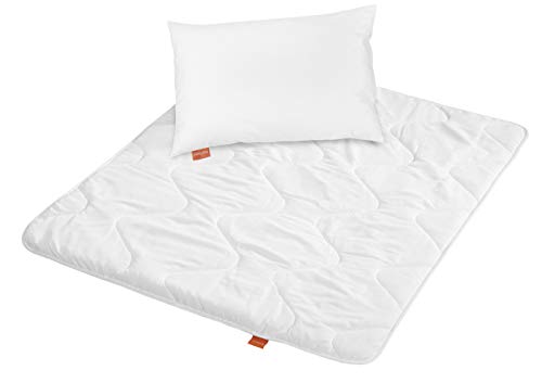 sleepling 197120 Kinder Betten Set | Kinderkopfkissen Kissen 40 x 60 cm + Bettdecke 100 x 135 cm Sommerdecke | Mikrofaser Decke | Ökotex | Wärmeklassengarantie | Made in EU, weiß