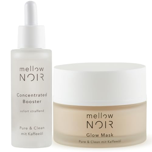 mellow NOIR Anti-Falten Nachtpflege Duo - Hyaluronserum mit täglicher Nachtcreme - Sofort Straffend, Reduziert sichtbare Poren & Rötungen - Für eine ebenere Haut - Vegan - zertifizierte Naturkosmetik