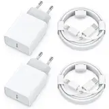 25W Schnellladegerät und Ladekabel für iPhone 14/14 Plus/14 Pro/14 Pro Max/13 12 11 SE, 4-Pack USB C Ladegerät 2M Schnellladekabel Stecker Netzteil Power Adapter Ladestecker Netzstecker