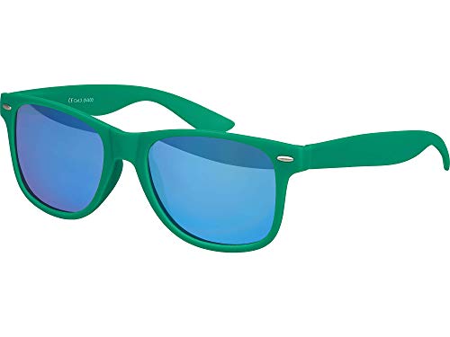 Balinco Sonnenbrille UV400 CAT 3 CE Rubber - mit Federscharnier für Damen & Herren (dunkelgrün - blau verspiegelt)