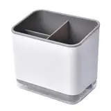 Greyoe Küchenutensilienhalter, Utensilienhalter, Multifunktions-Besteckregal mit 3 Fächern zum Abtropfen von Besteck (Grau)