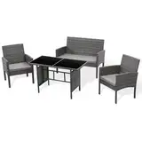 SVITA Brooklyn XL Polyrattan Essgruppe Lounge Garnitur Gartenmöbel Set Esstisch