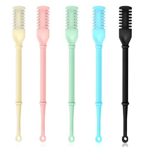 Andibro 5Pcs 2 in 1 Nasenhaartrimmer,Manueller Rotierender Nostril Hair Remover Tool 360° Drehbarer Nasenhaarschneider Farbiges Doppelseitiges Nasenhaarentferner mit Ohrpickel für Frauen Männer