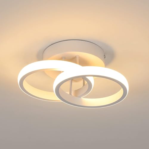 Goeco LED Deckenleuchte, 2 flammig, Moderne Runde Design Deckenlampe, 3000K Warmweiß Licht, 22W LED Lampe, Silikonhülle, LED Leuchte für Wohnzimmer Schlafzimmer Küche (Weiß Modell 1)