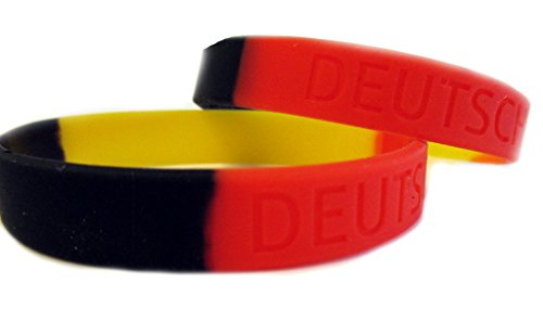 Twist4 Silikon Armband Deutschland - schwarz rot gelb - als Fanartikel, Fußball, Deko, Party, Länder… (schwarz/rot/gelb, 5 Stück)