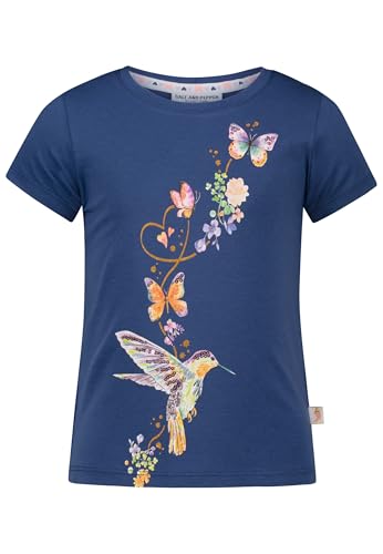 SALT AND PEPPER BY KIDS PARK Mädchen Colibri Glitterprint und Pailletten T-Shirt, Ink Blue, 104 cm-110 cm